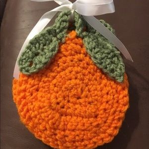 crochet orange fruit coaster set of 4